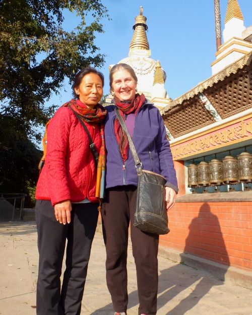 Denise Attwood with manager in Nepal, Chunta Nepali